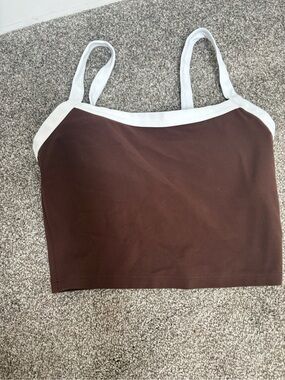 Abercrombie & Fitch YPB Brown Contrast-Trim Tank Top with White Straps